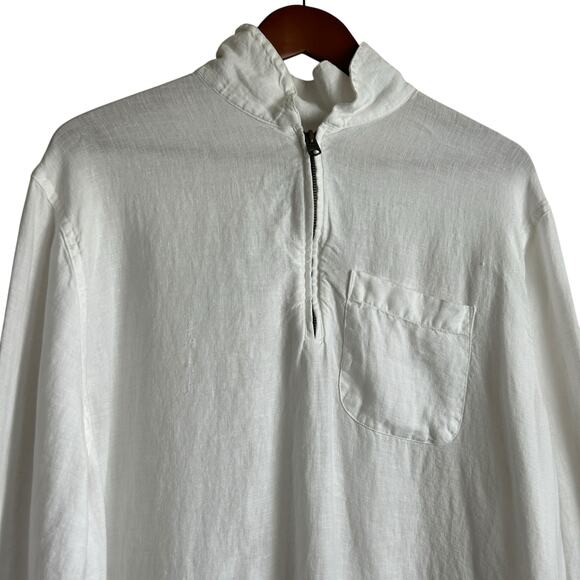 Abercrombie & Fitch Women Linen Tunic Top XL 1/4 Zip Preppy Coastal Beach Travel - Picture 11 of 12